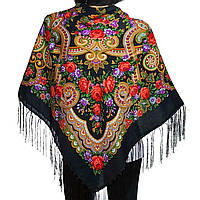 Хустка Квітковий візерунок (120х120) чорна