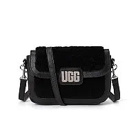 Чорна сумка UGG crossbody з хутром / Уг зимова