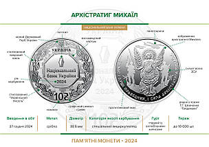 Срібна пам'ятна монета НБУ "Архістратиг Михаїл" 2024 року номіналом 10 грн, фото 6