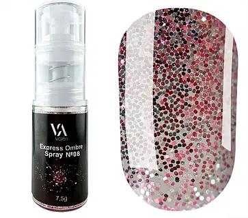 Омбре спрей для нігтів Valeri Express Ombre Spray №08 рожевий глітер, 7.5 грам Видалити