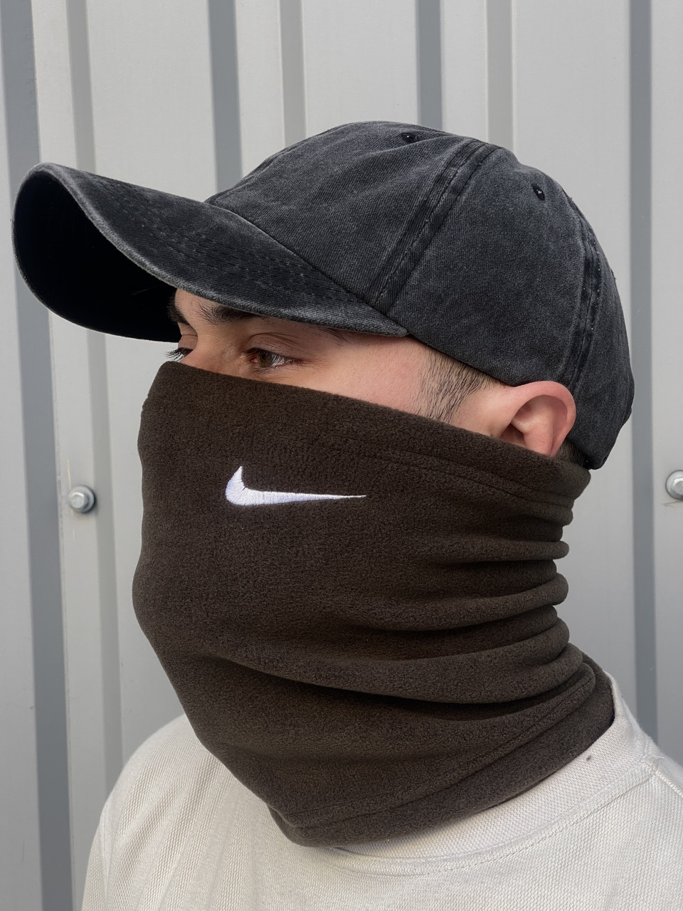 Шарф-труба Nike чоловічий зимовий теплий флісовий бафф найк синій, фото 1