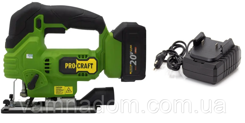 Акумуляторний лобзик Procraft ST24 (Акумулятор 20 В, 4 А/год і зарядний у комплекті)