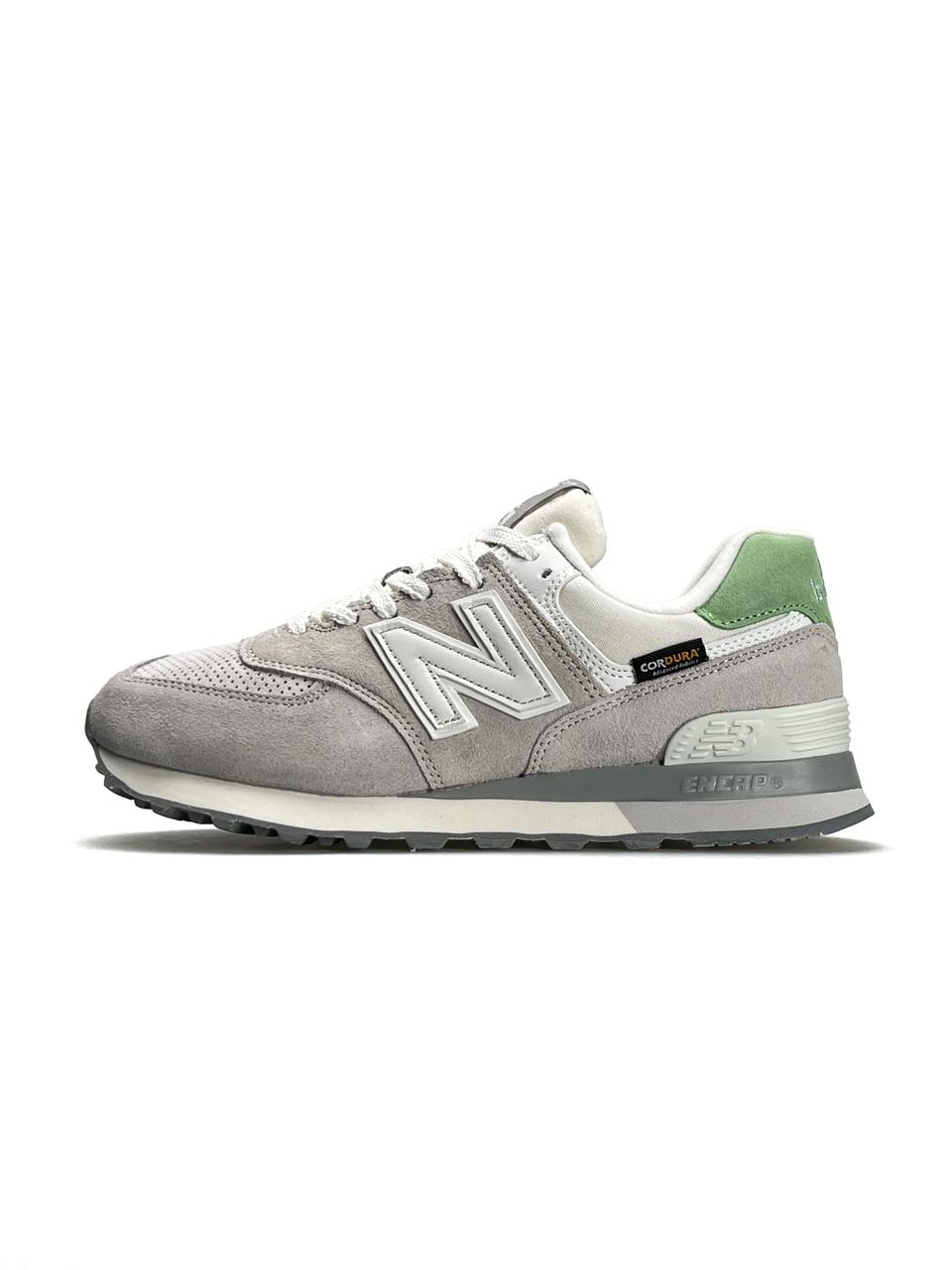 Жіночі замшеві кросівки New Balance 574 Grey White Lime, кеди 494 біменс замша текстиль. 37
