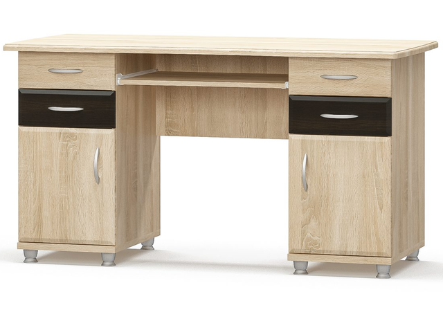 Стіл письмовий з 2-ма тумбами Дуб самоа / Венге темний Стіл письмовий з 2-ма тумбами Дуб самоа / Венге темний