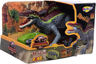 Динозавр на радіокеруванні Dinosaur World, акумулятор 3,7 V, пульт 2,4 G, музика, звуки, світло