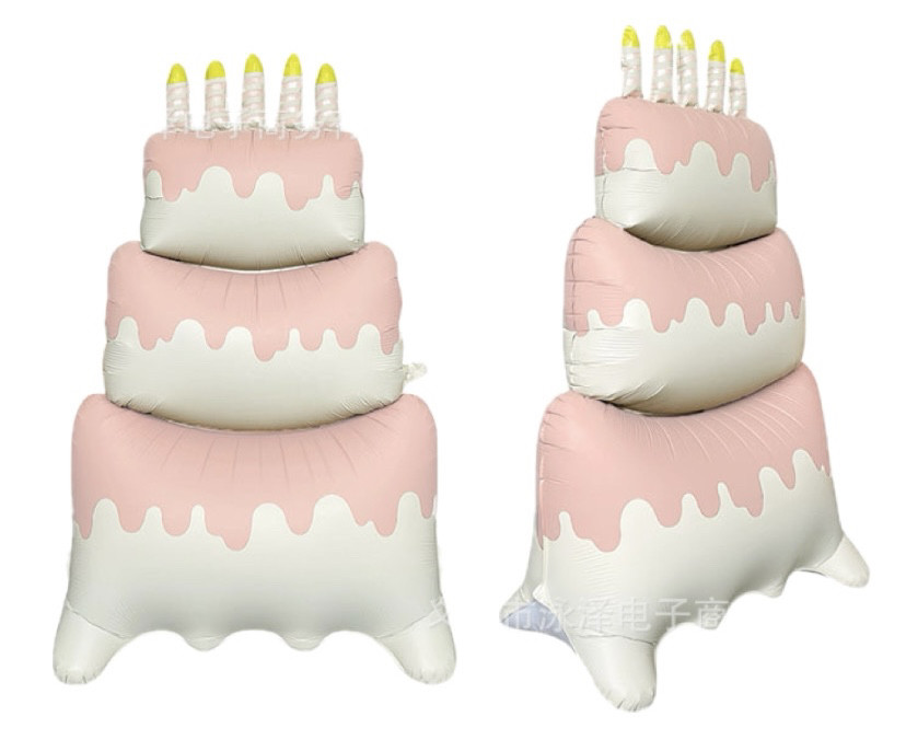 Фольгована кулька стояча Торт 88х38х120 см рожевий, фото 1