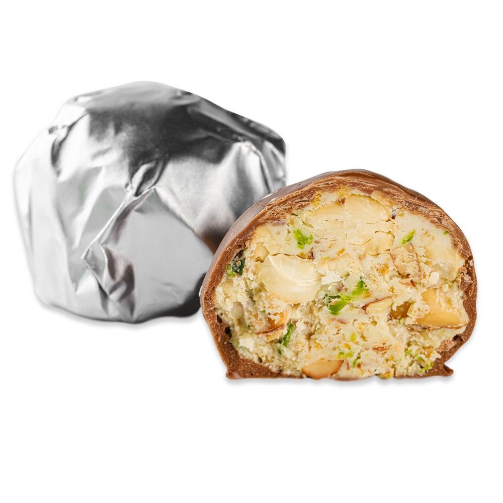 Дубайські цукерки Lux Choco #3101 з мигдалем, кеш'ю, фісташкою та карамеллю 1шт (≈38-40г)