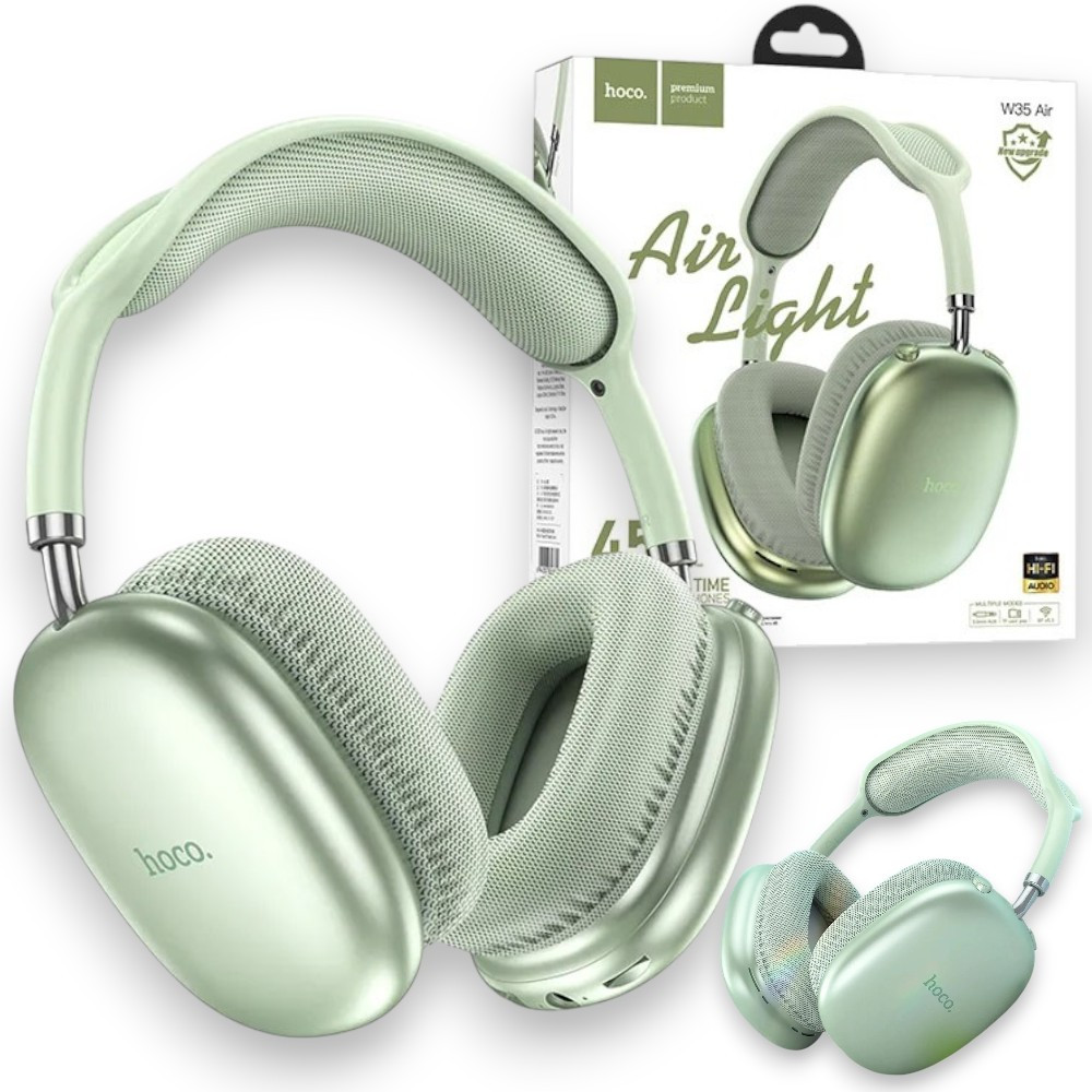 Бездротові bluetooth навушники BIG HOCO W35 Air+BT Навушники накладні, зелені