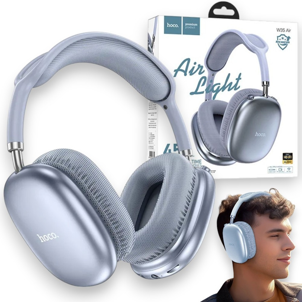 Бездротові bluetooth навушники BIG HOCO W35 Air+BT Навушники накладні, блакитні