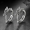 Сережки кільця у формі голови дракона 1.8 см сріблясті панк хіп-хоп стиль унісекс AurumLux120, фото 3