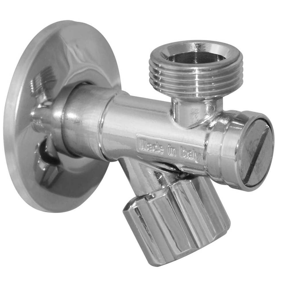 Кран вентильний кутовий з фільтром Albertoni DN 1/2"x3/4" для пральної машини (Італія) B144587SCV, фото 1
