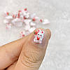 3D прикраси для нігтів у вигляді зайчика з полуничкою, білі, 1.1 см, аксесуари для нігтів манікюру 10 шт, фото 2