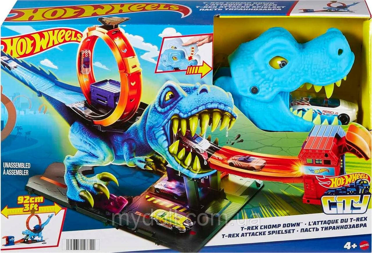 УЦІНКА! Трек Хот Вілс Полювання Ті-Рекса Ігровий набір Hot Wheels City Track T-Rex Chomp Down HKX42 HNP77 Оригінал