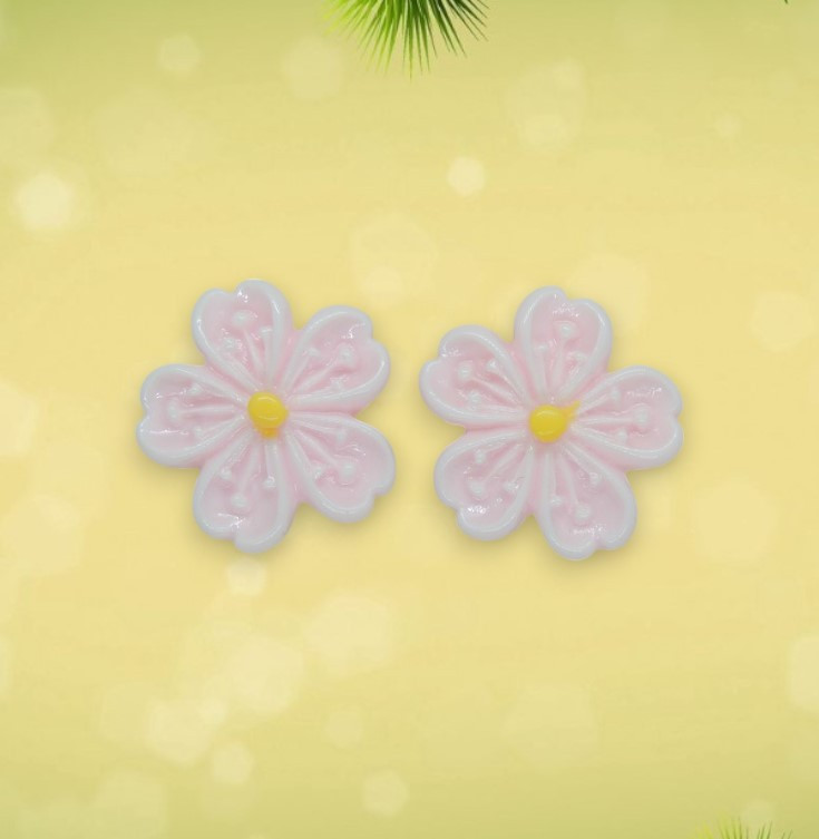 Дитячі сережки-кліпси Квітка Гербера рожева з жовтою тичинкою - Без проколювання вуха, 2 см, фото 1
