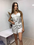 Комплект шовковий майка шорти з ніжним мереживом, фото 2