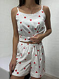 Комплект майка шорті шовк у принт сердечко, фото 8