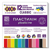 Пластилін CLASSIC 12 кольорів, 240г, KIDS Line