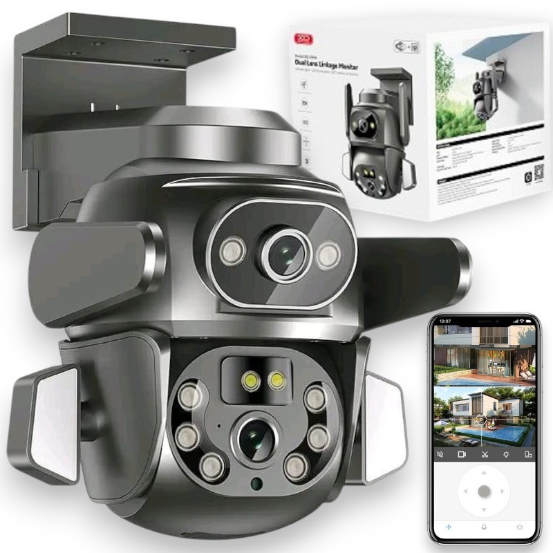 Зовнішня IP-камера Smart camera XO CR04 Robot Dual WiFi 4MP Вулична Смарт камера відеоспостереження вулична, сірий
