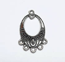 Конектор Finding Кулон подвеска овал 1 до 1 і 5  кілець Античне срібло 20 мм х 31 мм