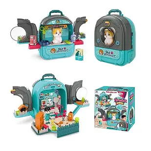 Рюкзак з улюбленцем Котиком 008-998-2 полички, медичне приладдя, будиночок, фігурка дівчинки