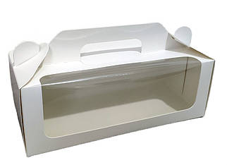 Коробка біла 25*11*9 см для рулетів з вікном