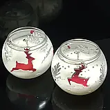 Декоративна елева свічка Чародійка новорічна куля з оленєм червона, фото 2