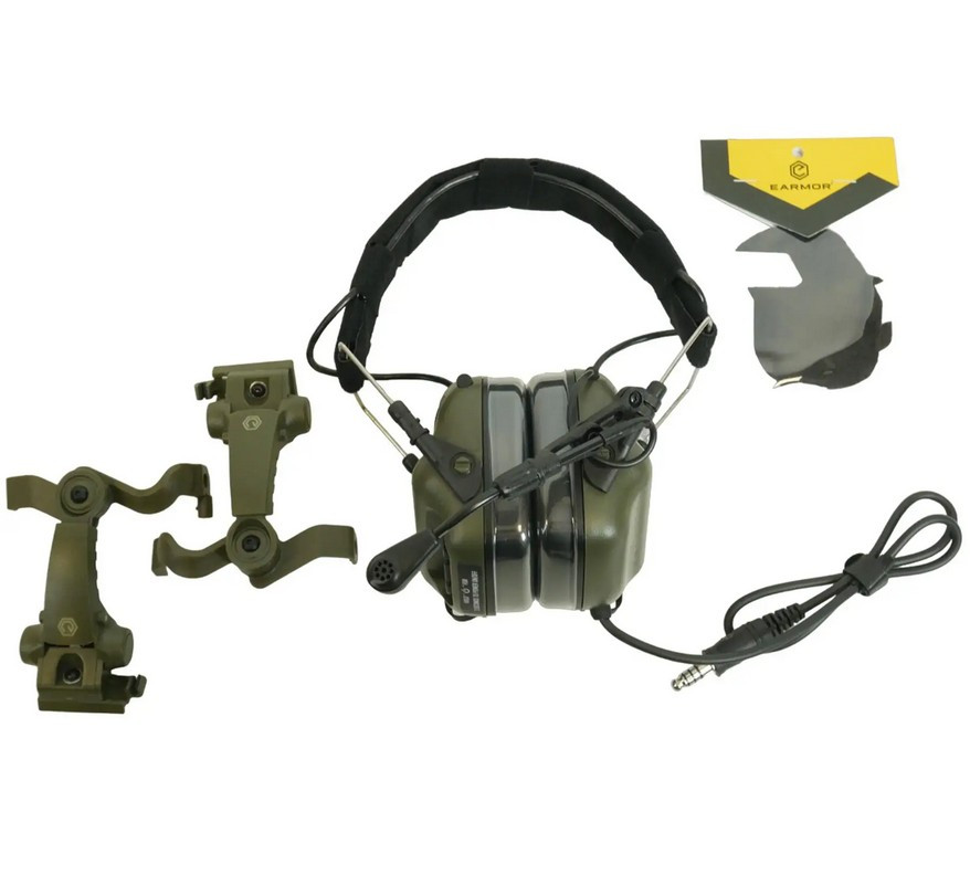 Тактичні активні навушники Earmor M32X MOD4 Хакі комплект