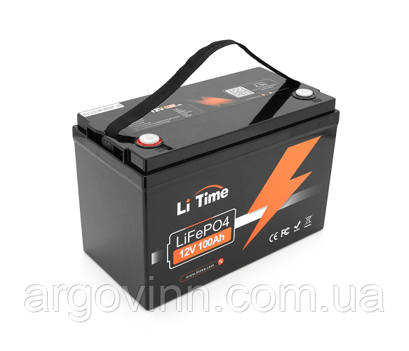 Акумуляторна батарея Li-TIME LiFePO4 12.8V 100Ач 1280Wh, (100/100A) M8, 329*172*214mm