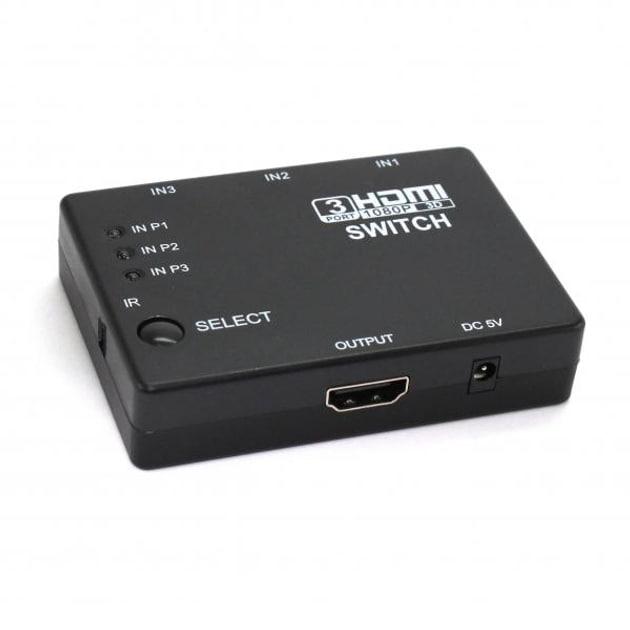 HDMI комутатор 3 порти з ІЧ пультом, відео перемикач та HDMI splitter