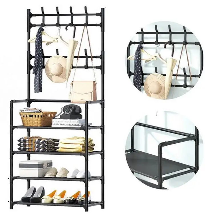 Вішалка для одягу з полицями для взуття, передпокій, NEWsimple, 80x26.5x154 см