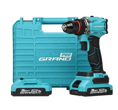 Акумуляторний шуропокрут Grand ДА-20/2 BL PRO (безщітковий мотор 2 А·год 52 Нм кейс), фото 1