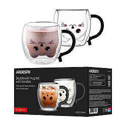 Скляні чашки із подвійними стінками ARDESTO Animals 250 мл 2 шт
