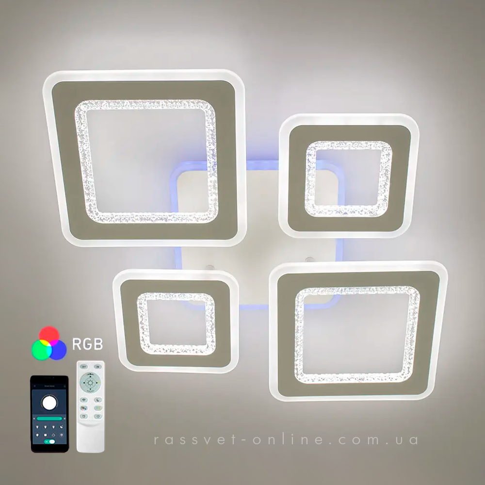 LED люстра OVAL DOUBLE RGB 104+20W 5S біла APP Luminaria керована світлодіодна з пультом і додатком 500x500x72мм WHITE
