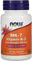 MK-7 Vitamin K-2 300 mcg NOW, 60 капсул