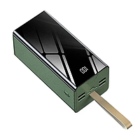 Повербанк Power Bank с емкостью 40000 mAh со встроенным кабелем и фонариком