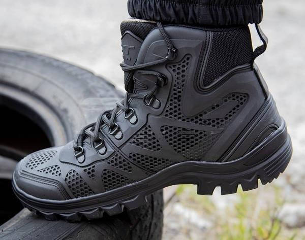 Тактические ботинки летние Талан черные с перфорацией для военных и ...