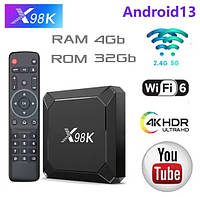 X98K 4гб 32Гб RK3528 Смарт ТВ Приставка Андроїд 13 WiFi 6 + Телебачення + Фільми Android smart tv box медіалпеєр