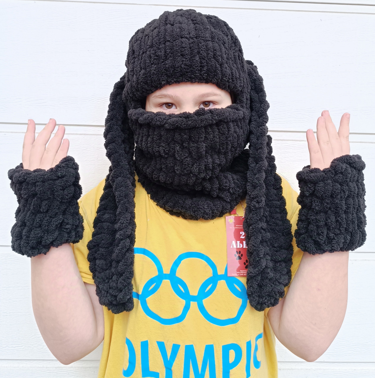 Шапка-балаклава з довгими вухами, фото 1