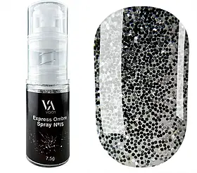 Омбре спрей для нігтів Valeri Express Ombre Spray №15 чорний крупний глітер, 7.5 г