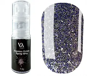 Омбре спрей Valeri Express Ombre Spray No14 синій великий глітер, 7,5 г