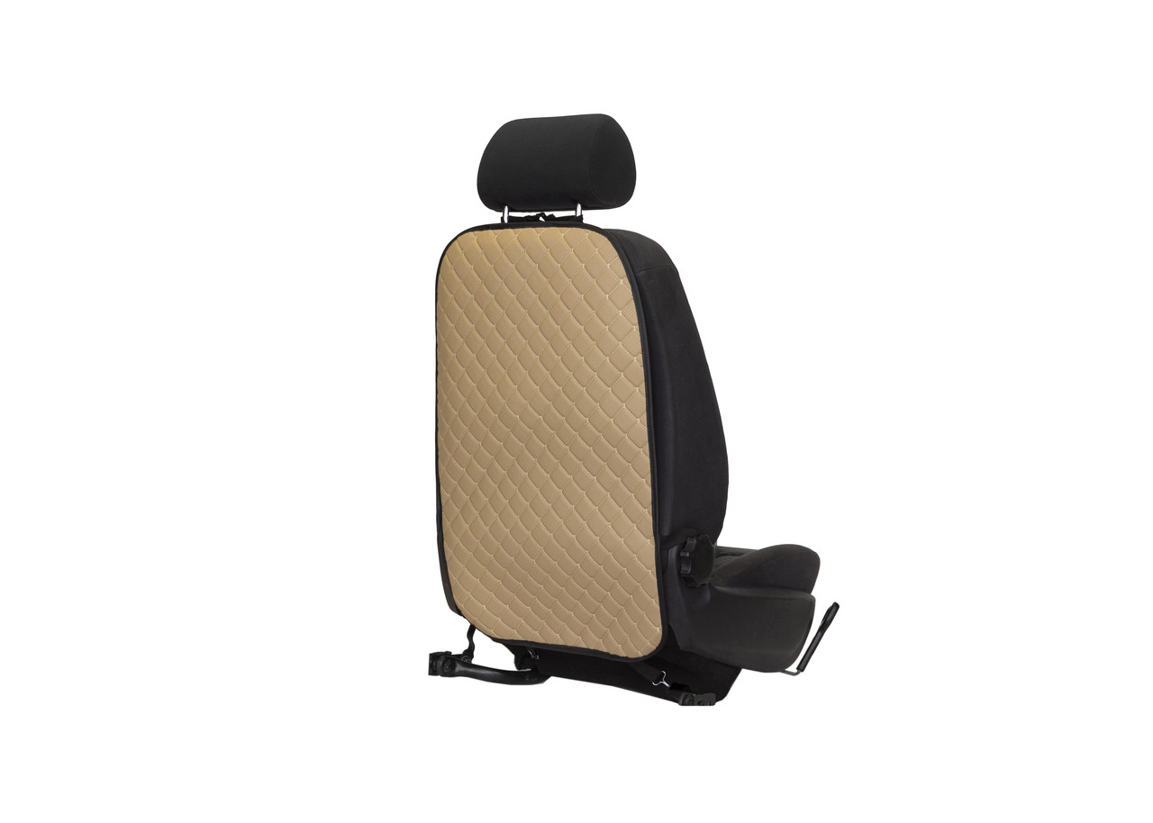 Накидка на спинку переднього сидіння EVAtech ECO бежева з бежевою ниткою, чорний кант, фото 1