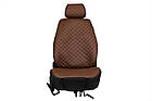 Накидка на сидіння автомобіля EVAtech ECO коричнева з коричневою ниткою, коричневий кант, фото 3