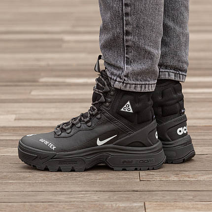 Зимові Чоловічі Кросівки Nike ACG Air Zoom Gaiadome Gore-Tex / Найк АСГ Аїр Зум Гаядом Гор Текс Чорні з Білим, фото 1
