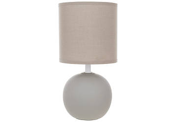 Лампа настільна 25.5 см з порцеляновою основою та тканинним абажуром, колір сірий