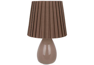 Лампа настільна 34.5 см з порцеляновою основою та тканинним абажуром, колір — моко
