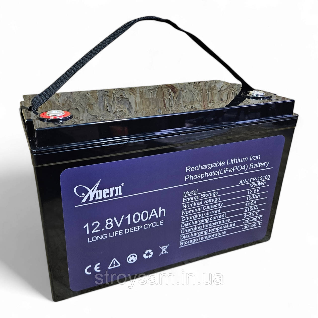 Акумулятор літій залізофосфатний акумулятор lifepo4 100 А 12.8 В Anern, фото 1