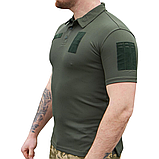 Форменна футболка поло олива CoolPass на короткий рукав з липучками під шеврони, фото 2