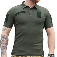 Форменна футболка поло олива CoolPass на короткий рукав з липучками під шеврони