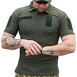 Форменна футболка поло олива CoolPass на короткий рукав з липучками під шеврони, фото 3