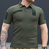 Форменна футболка поло олива CoolPass на короткий рукав з липучками під шеврони, фото 9